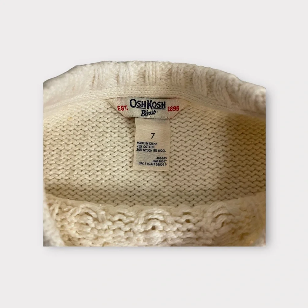 OshKosh Cable Knit Cream Wool Blend Sweater